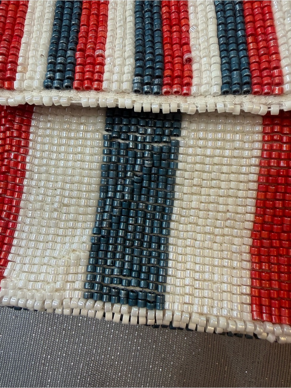 Viral Beaded Bag! NWT Made in India Red White Blue Stripes Chain Shoulder Bag - Picture 11 of 11